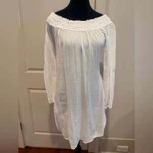 Elegant White Off-Shoulder Swim Coverup